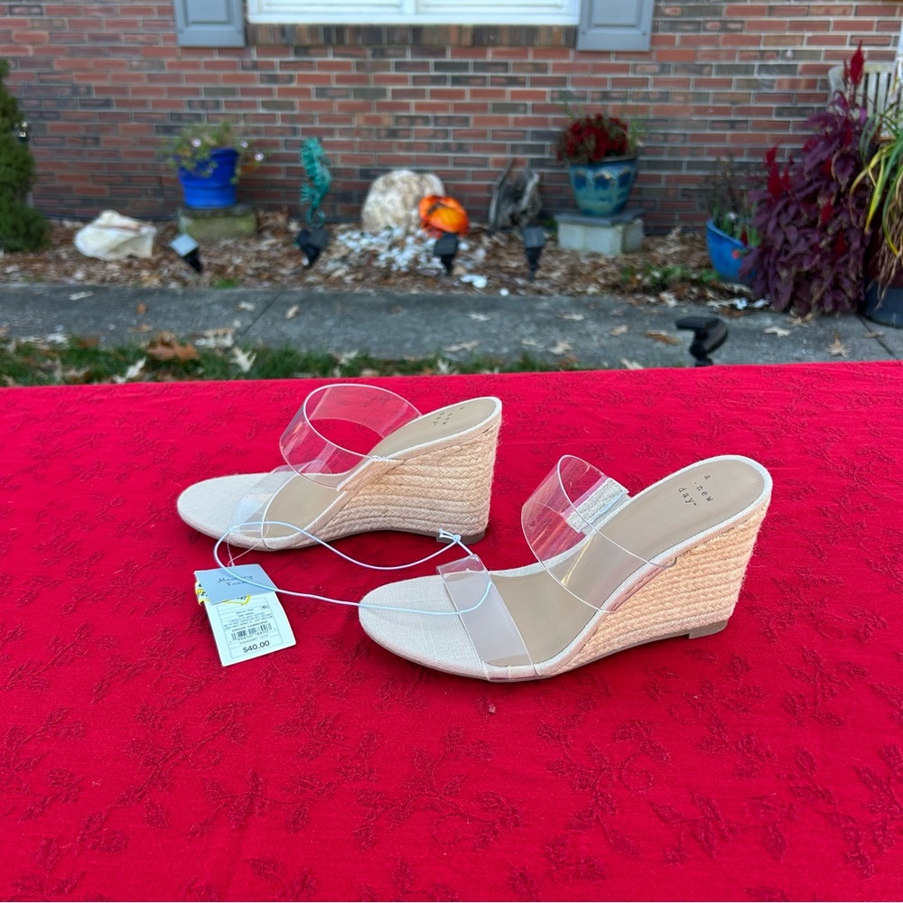 Nwt A New Day Womens Ansel Double Band Open Toe Wedge Heels size 7 - Picture 3 of 7